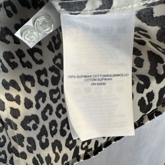 Lands End No Iron Supima Button Up Shirt Leopard Print Womens Size 16 Office - Picture 6 of 7